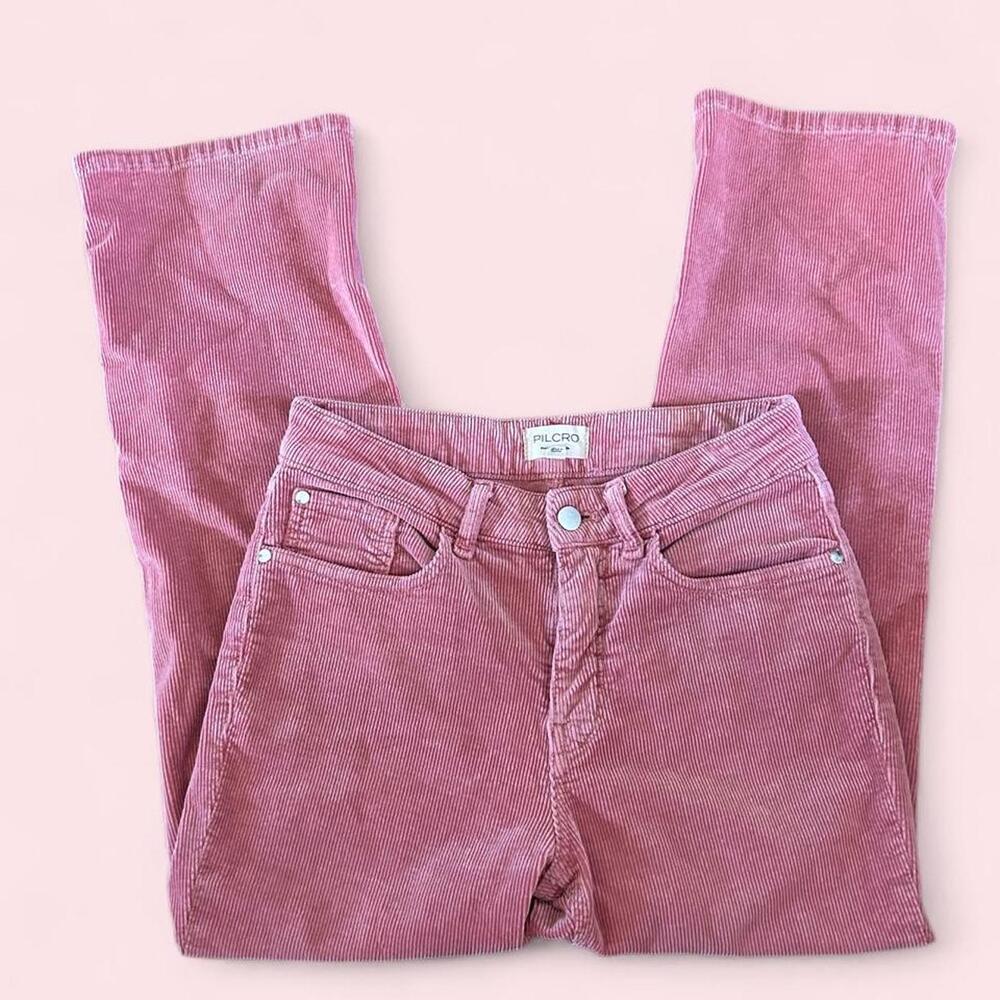 Fall Preppy Cozy Pilcro by Anthropologie pink corduroy straight leg pants